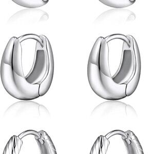 Elegant 14K Gold Plated Hypoallergenic Hoop Earrings Set for Sensitive Ears, Mul